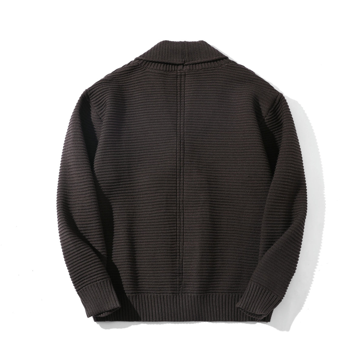 Women's Double-breasted Knit Cardigan with Shawl Collar and Structured Knit EVA-US