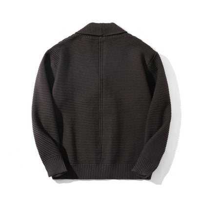 Women's Double-breasted Knit Cardigan with Shawl Collar and Structured Knit EVA-US
