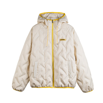 Unisex Padded Hoodie in Boxy Cut with Contrast Edges and Elastic Hem EVA-US