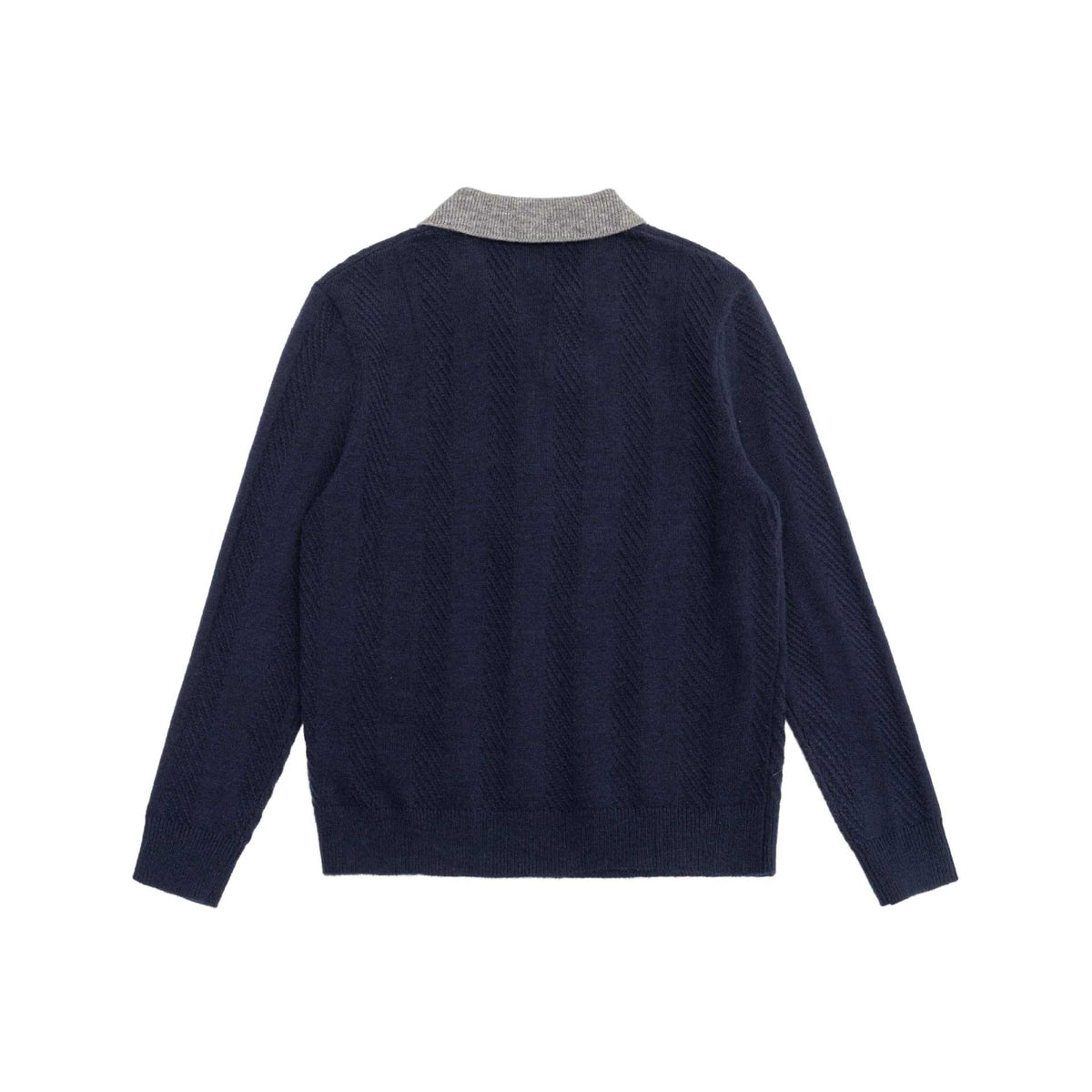 Unisex knitted sweater with polo collar and V-neck EVA-US