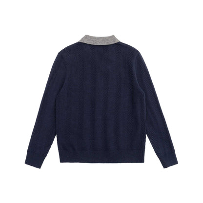 Unisex knitted sweater with polo collar and V-neck EVA-US