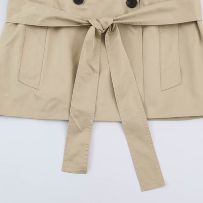 Women's short lightweight trench coat with tie belt, dropped shoulders and double button placket EVA-US