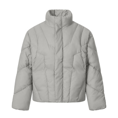 Unisex Short Quilted Insulation Jacket with Warm Funnel Collar EVA-US