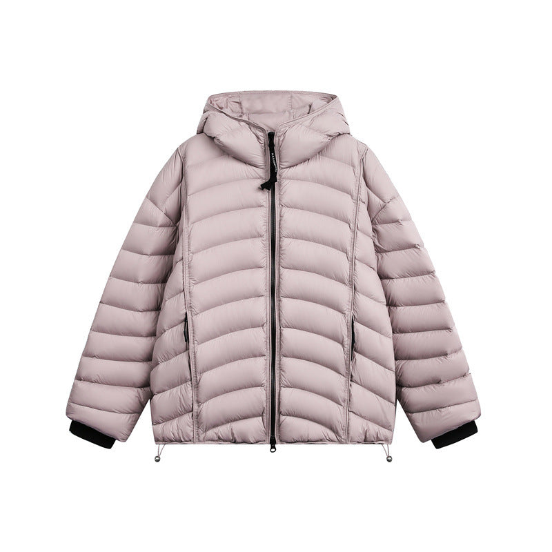 Women's Lightweight Padded Down Jacket with Hood and Adjustable Hem EVA-US
