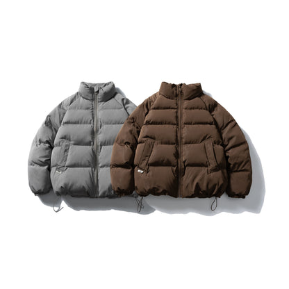 Unisex Short Cut Quilted Jacket in Boxy Cut with High Collar and Drawstring EVA-US