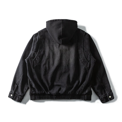 Unisex hooded jacket in boxy cut with full zipper and utility pockets EVA-US