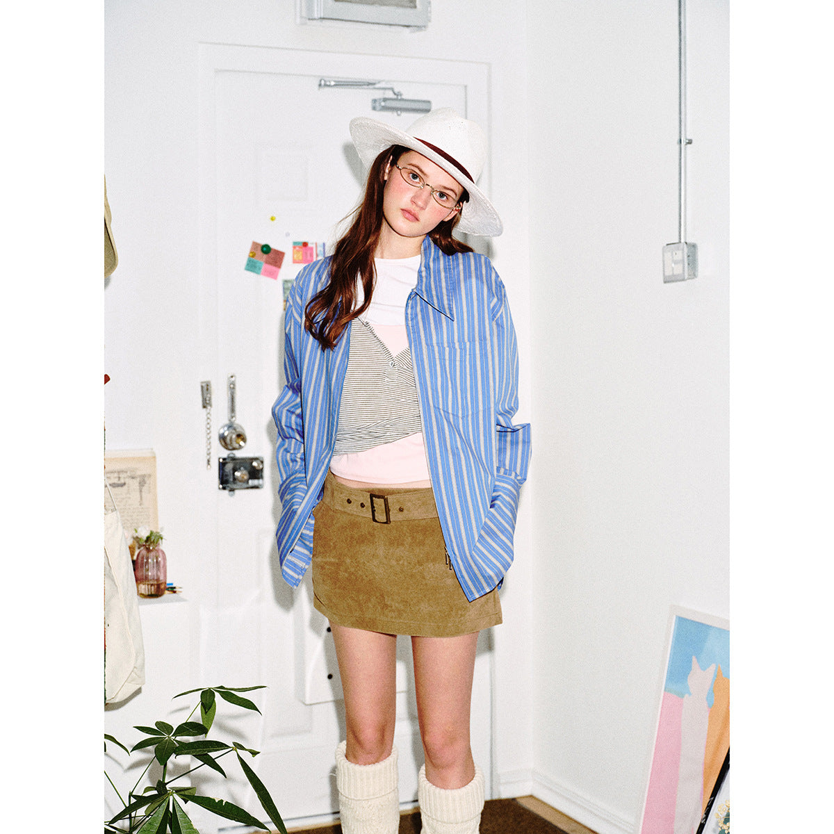Women Boxy Shirt with Full Zipper, Kent Collar and Breast Pocket EVA-US