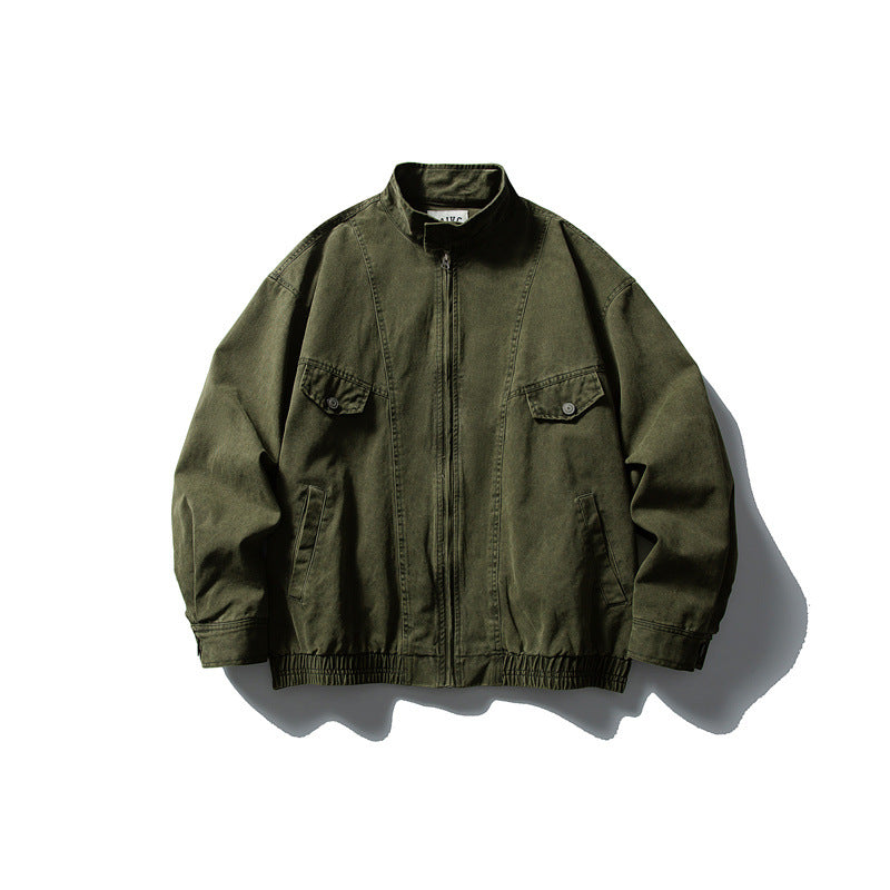Men's Boxy Field Blouson with Stand-up Collar, Front Zip and Flap Pockets EVA-US