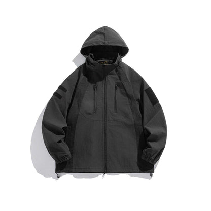 Men's Utility Hooded Parka with Concealed Zippers and Multifunctional Pockets EVA-US
