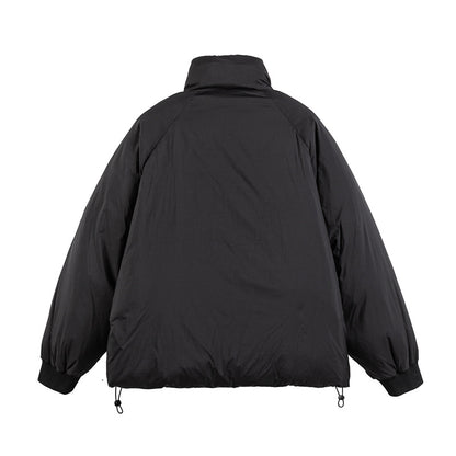 Unisex Boxy-padded short jacket with high stand-up collar, raglan sleeves and drawstring hem EVA-US