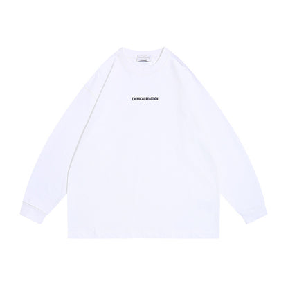 Unisex Oversized-Long Sleeve Shirt made of Cotton Blend with Small Chest Print and Ribbed Cuffs EVA-US