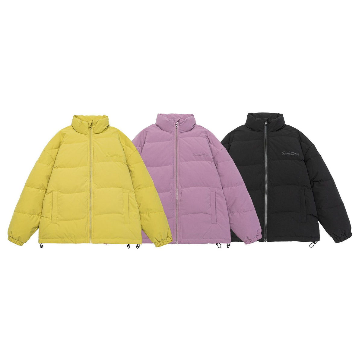 Women's Boxy Quilted Puffer Jacket with High Stand Collar, Drawstring and Elastic Cuffs EVA-US