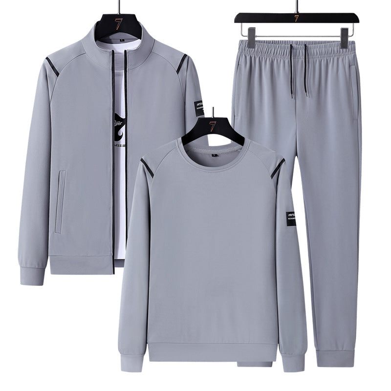 Men's sporty tracksuit set with zip jacket, round neck sweatshirt and slim fit jogging pants EVA-US