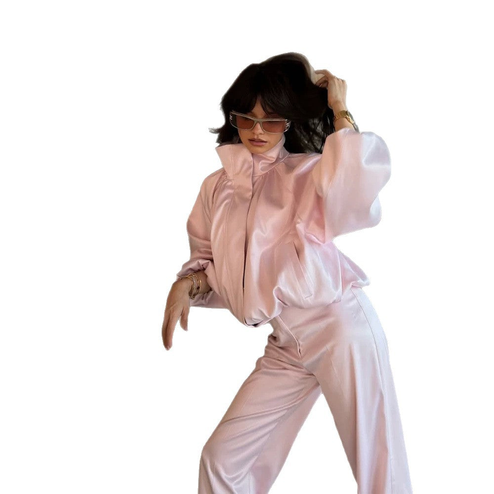 Women's High-Waist Palazzo Pants with Crease and Wide Leg EVA-US