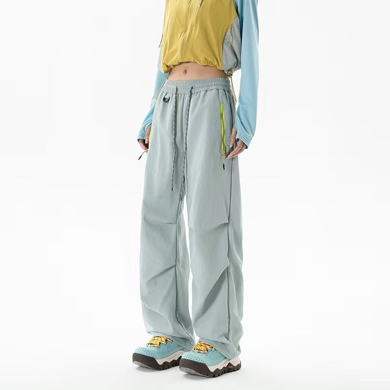 Loose trekking pants with water-repellent quick-drying coating elastic drawstring waistband and zip pockets EVA-US