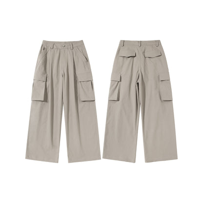 Women's Cropped Cargo Culotte with High Waist and Applied Flap Pockets EVA-US
