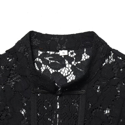 Women's lace jacket with mandarin collar and decorative frog closures EVA-US