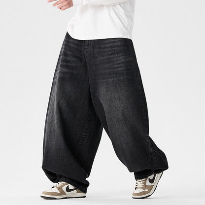 Men's extra-wide baggy jeans with a dropped crotch, relaxed low-crotch cut, and wide hem EVA-US