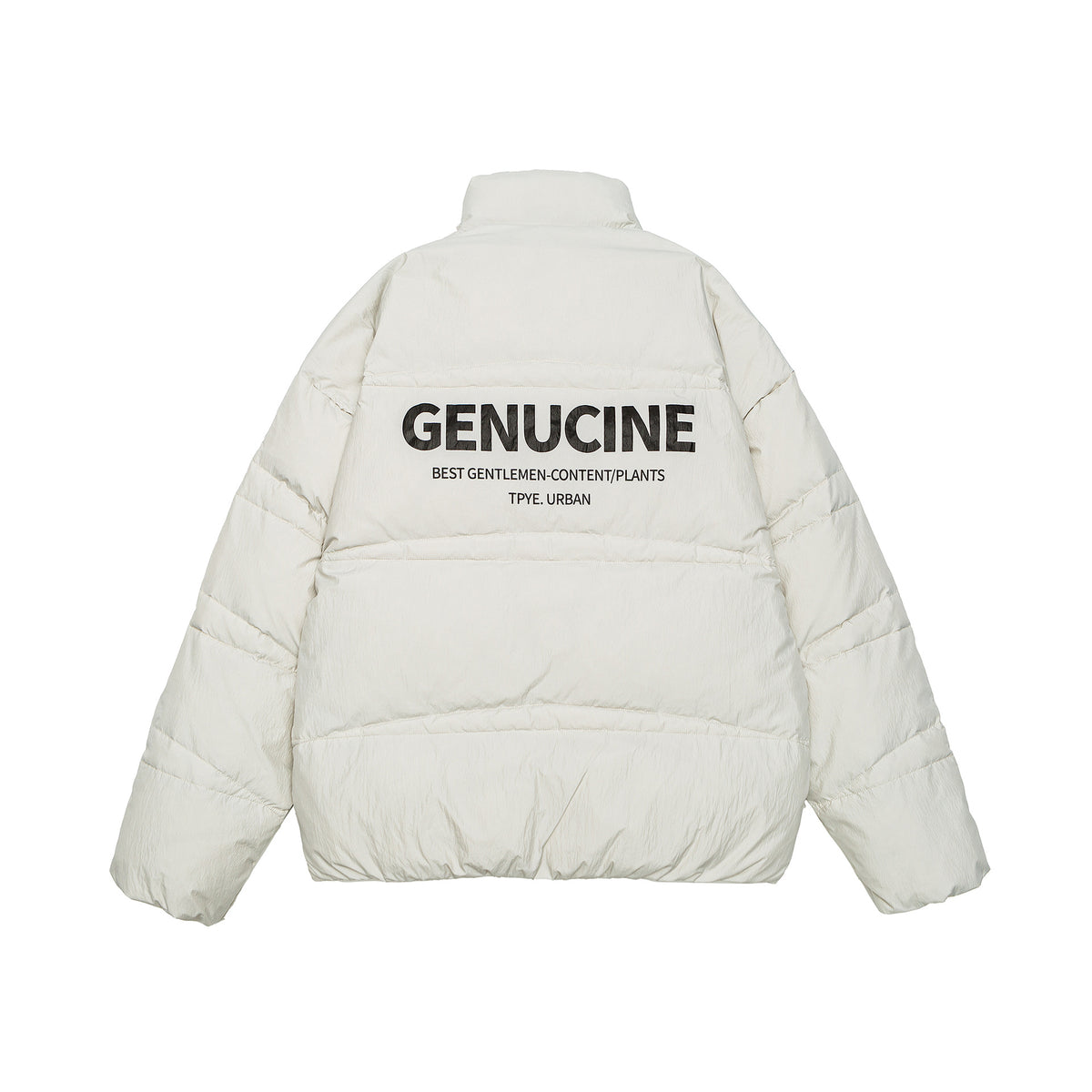 Men's Shorter Oversized Padded Puffer with High Stand Collar and Metal Zipper EVA-US