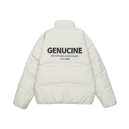 Men's Shorter Oversized Padded Puffer with High Stand Collar and Metal Zipper EVA-US