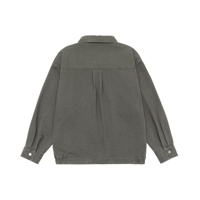 Unisex Oversize Workwear-Bomber Jacket with Snap Front and Elastic Waist EVA-US