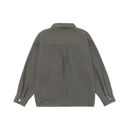 Unisex Oversize Workwear-Bomber Jacket with Snap Front and Elastic Waist EVA-US
