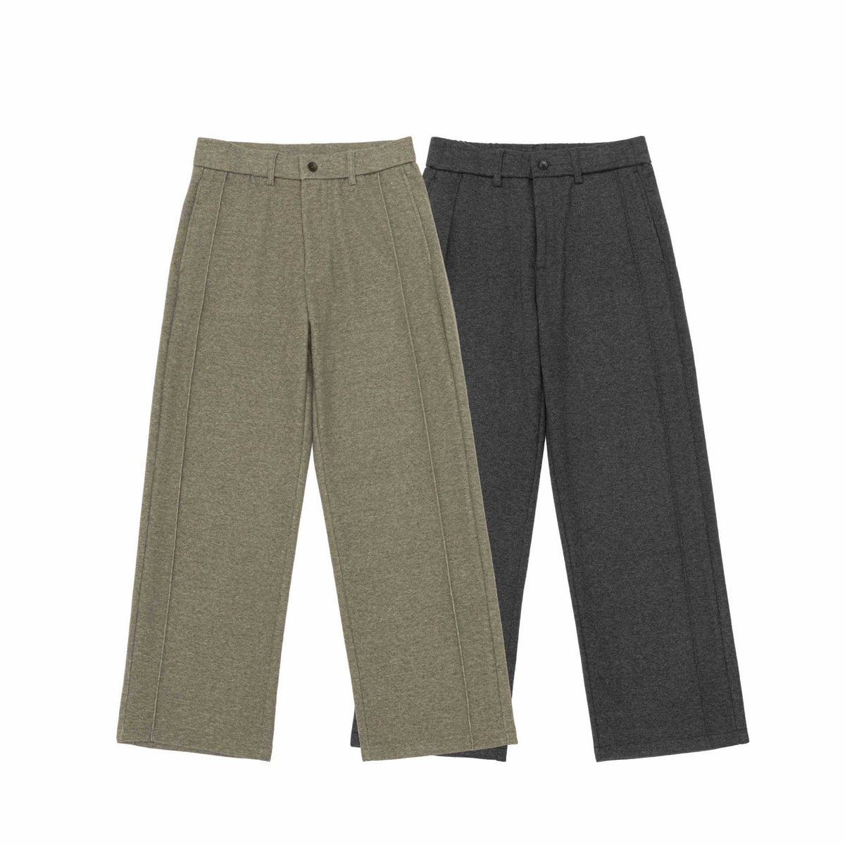 Women's wide pleated trousers made of sweat fabric with high waist and crease EVA-US