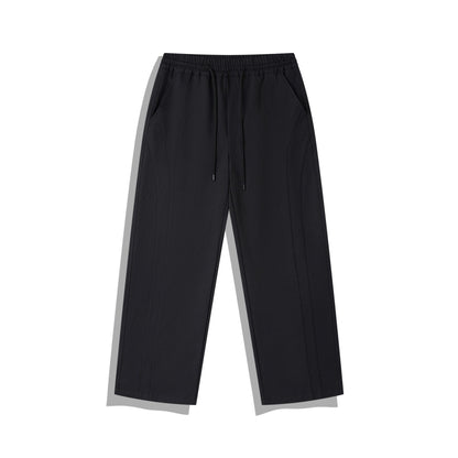 Women Cropped Pants in Relaxed Fit with Elastic Waistband, Drawstring and Decorative Stitching EVA-US