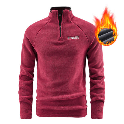 Men's warming microfleece pullover with half zip, ergonomic raglan sleeves, and cozy inner structure EVA-US