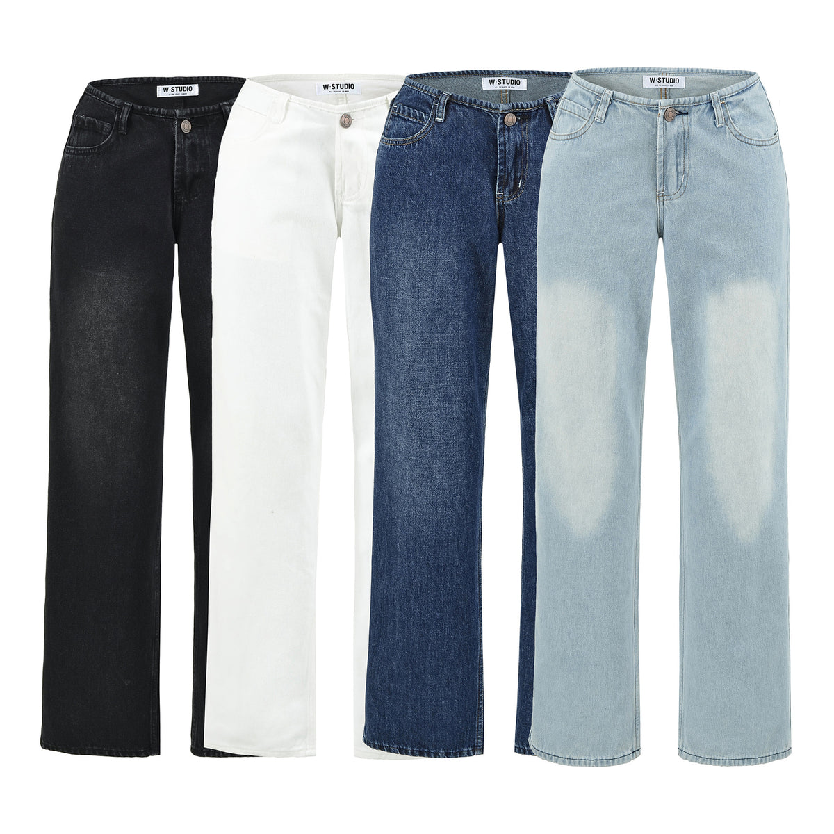 Women Highwaist Cropped Jeans with straight cut and wide leg EVA-US