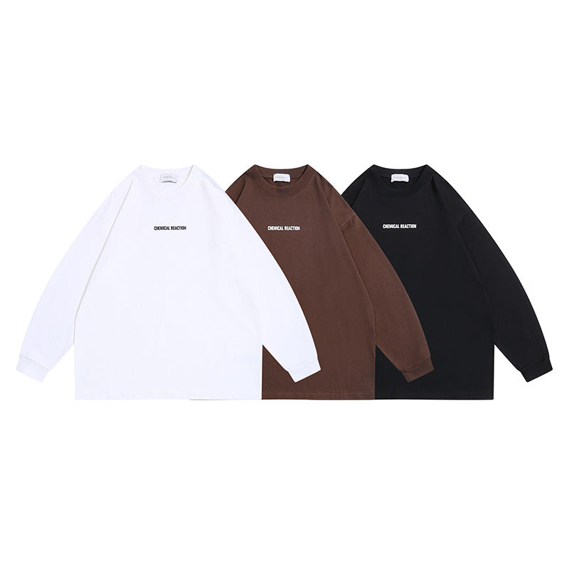 Unisex Oversized-Long Sleeve Shirt made of Cotton Blend with Small Chest Print and Ribbed Cuffs EVA-US