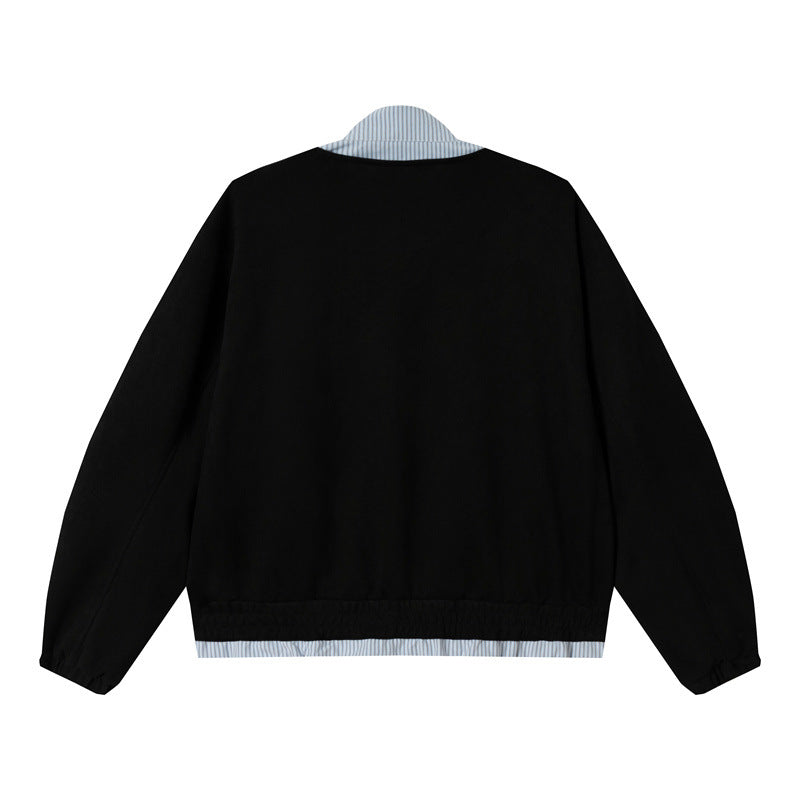 Unisex Short Cropped Boxy Blouson Jacket made of Cotton Blend with Quilted Lining and Stand-Up Collar EVA-US