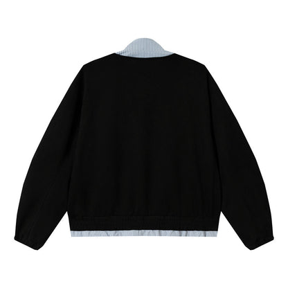 Unisex Short Cropped Boxy Blouson Jacket made of Cotton Blend with Quilted Lining and Stand-Up Collar EVA-US
