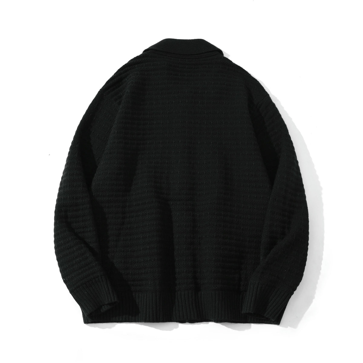 Unisex Structured Zip Knit Cardigan with Large Notch Collar EVA-US