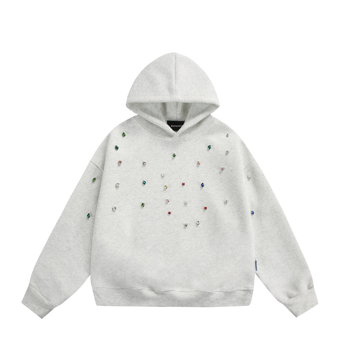 Women Oversize Hoodie with Rhinestone Applications and Relaxed Fit EVA-US