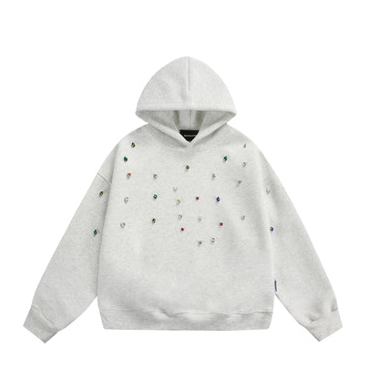 Women Oversize Hoodie with Rhinestone Applications and Relaxed Fit EVA-US
