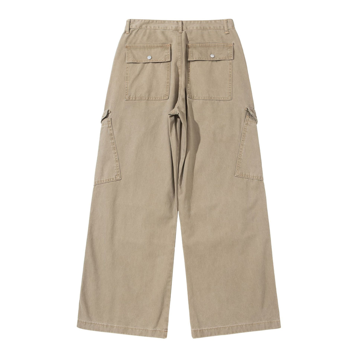 Women's Wide Cargo Pants made of Cotton Twill with High Waist and Patch Pockets EVA-US