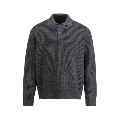 Men's knit sweater with polo collar and distinctive ribbed structure EVA-US