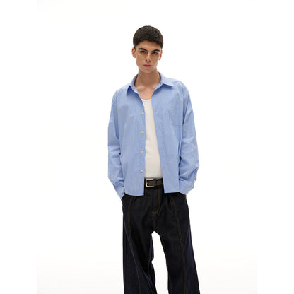 Women's Oversize Shirt Blouse in Boxy Cut with Chest Pocket EVA-US