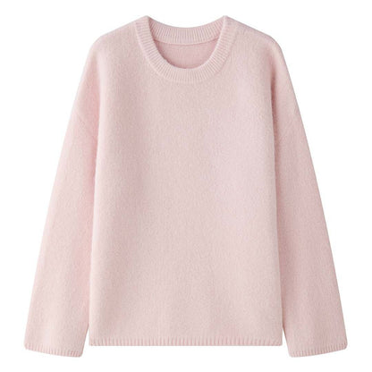 Women Soft Oversize Knit Sweater with Round Neckline EVA-US