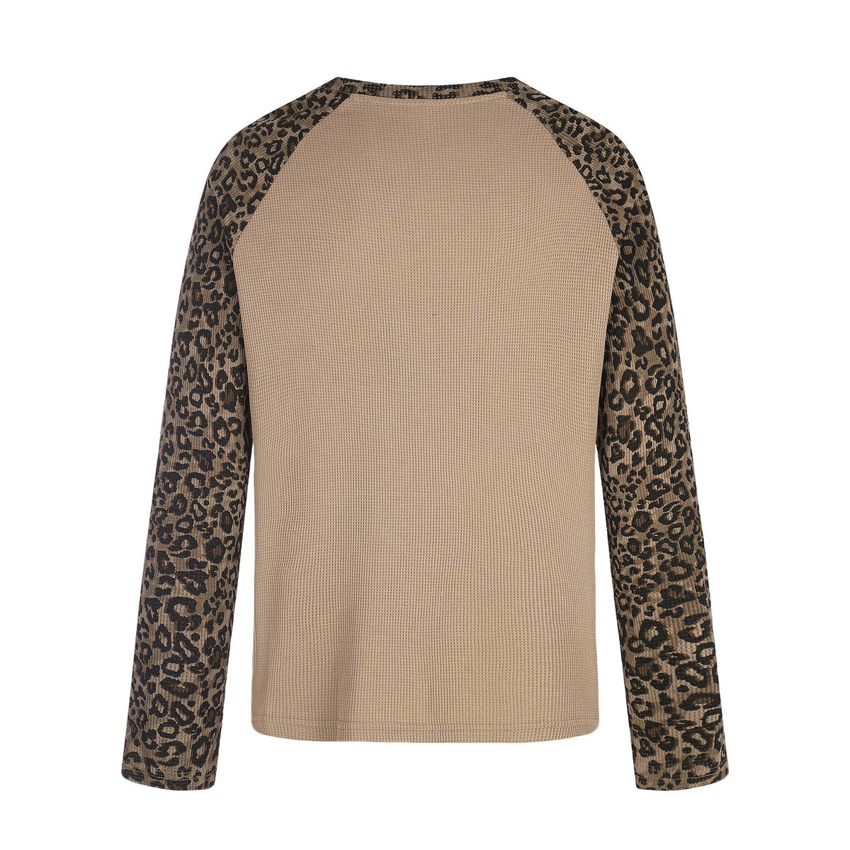Women’s Long Sleeve Shirt in Baseball Style with Leopard Sleeves and Graphic Print EVA-US