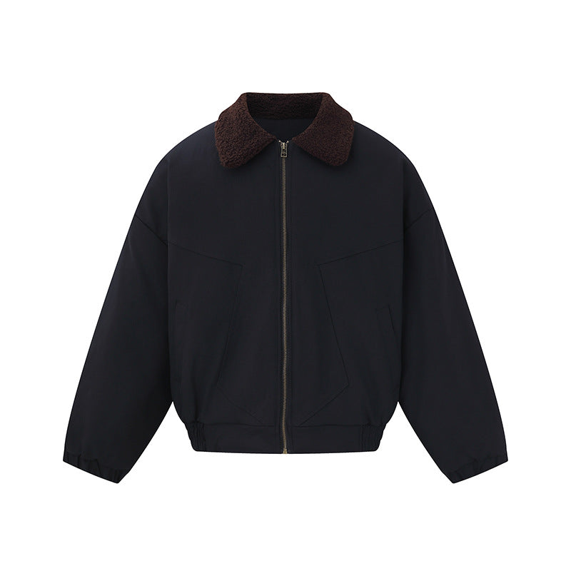 Unisex short bomber jacket in boxy cut with teddy collar EVA-US