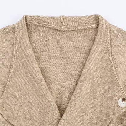Women's Two-Piece Fine Knit Set with Shawl Collar Cardigan and High-Waist Wide Leg Pants EVA-US