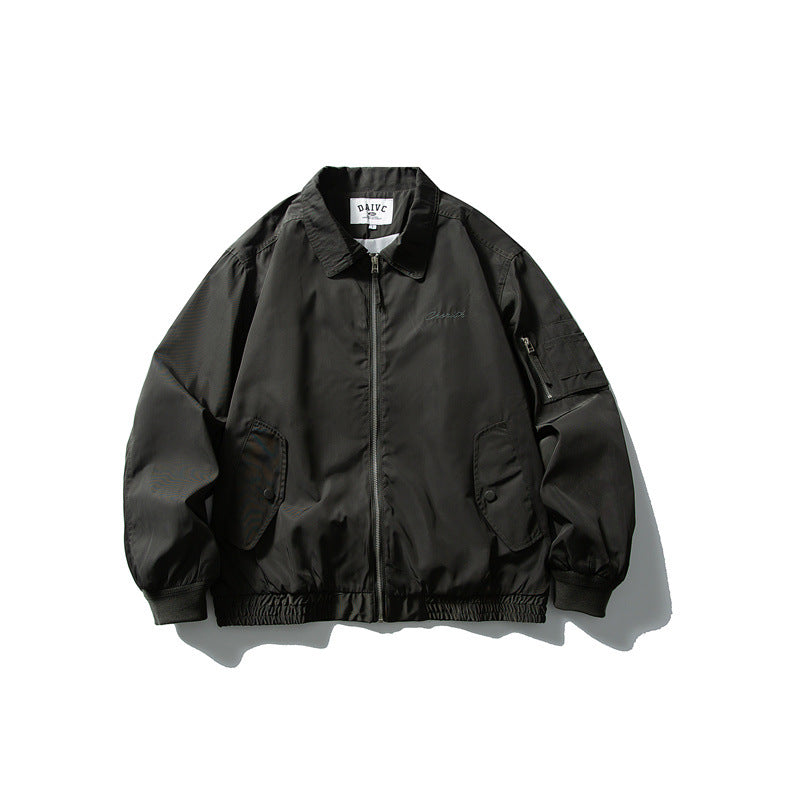 Men's Lightweight Utility Zip Jacket with Zipper, Arm Pocket and Elastic Hem EVA-US