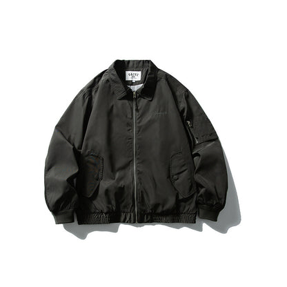 Men's Lightweight Utility Zip Jacket with Zipper, Arm Pocket and Elastic Hem EVA-US