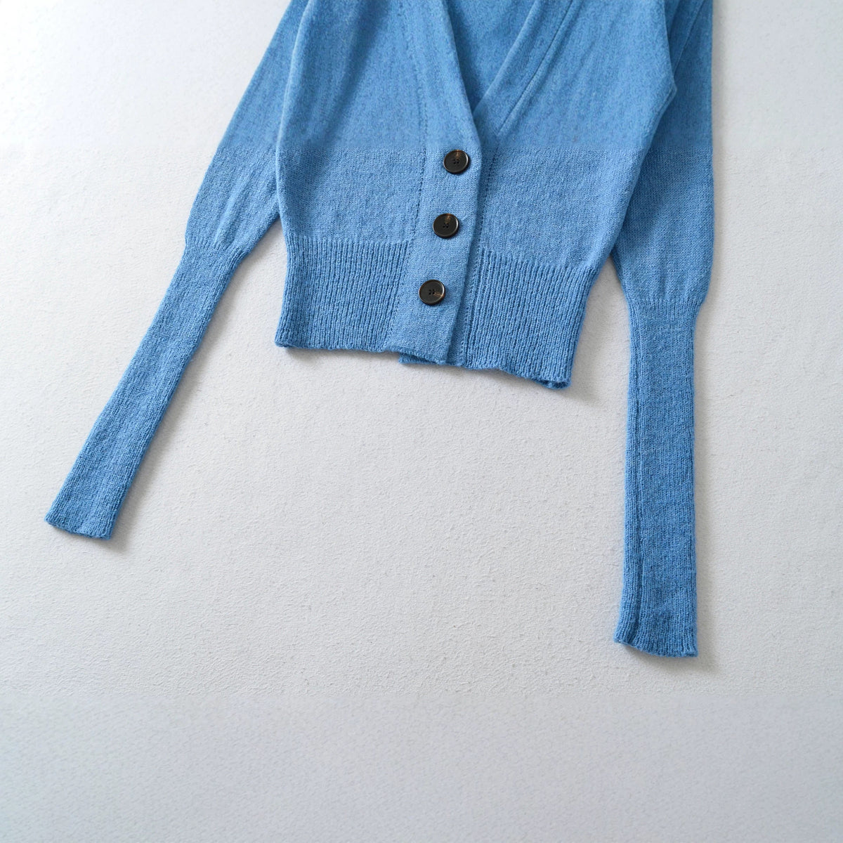 Women's Cropped Tailored Cardigan with Shawl Collar and Large Decorative Buttons EVA-US