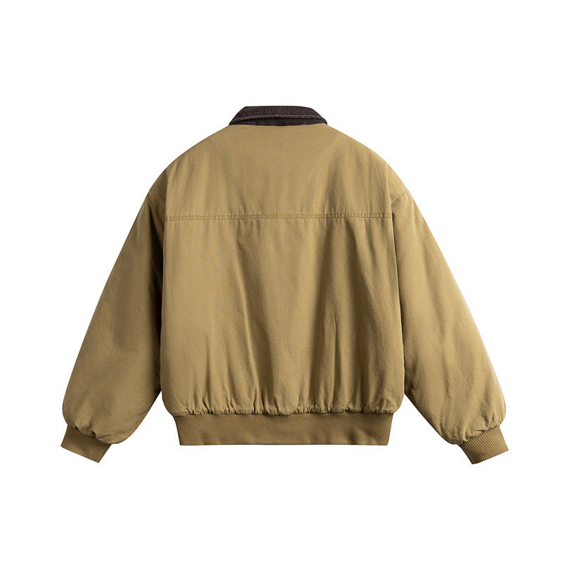 Men's short-cut utility blouson jacket with cord collar and patch pockets EVA-US