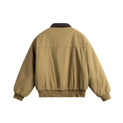 Men's short-cut utility blouson jacket with cord collar and patch pockets EVA-US