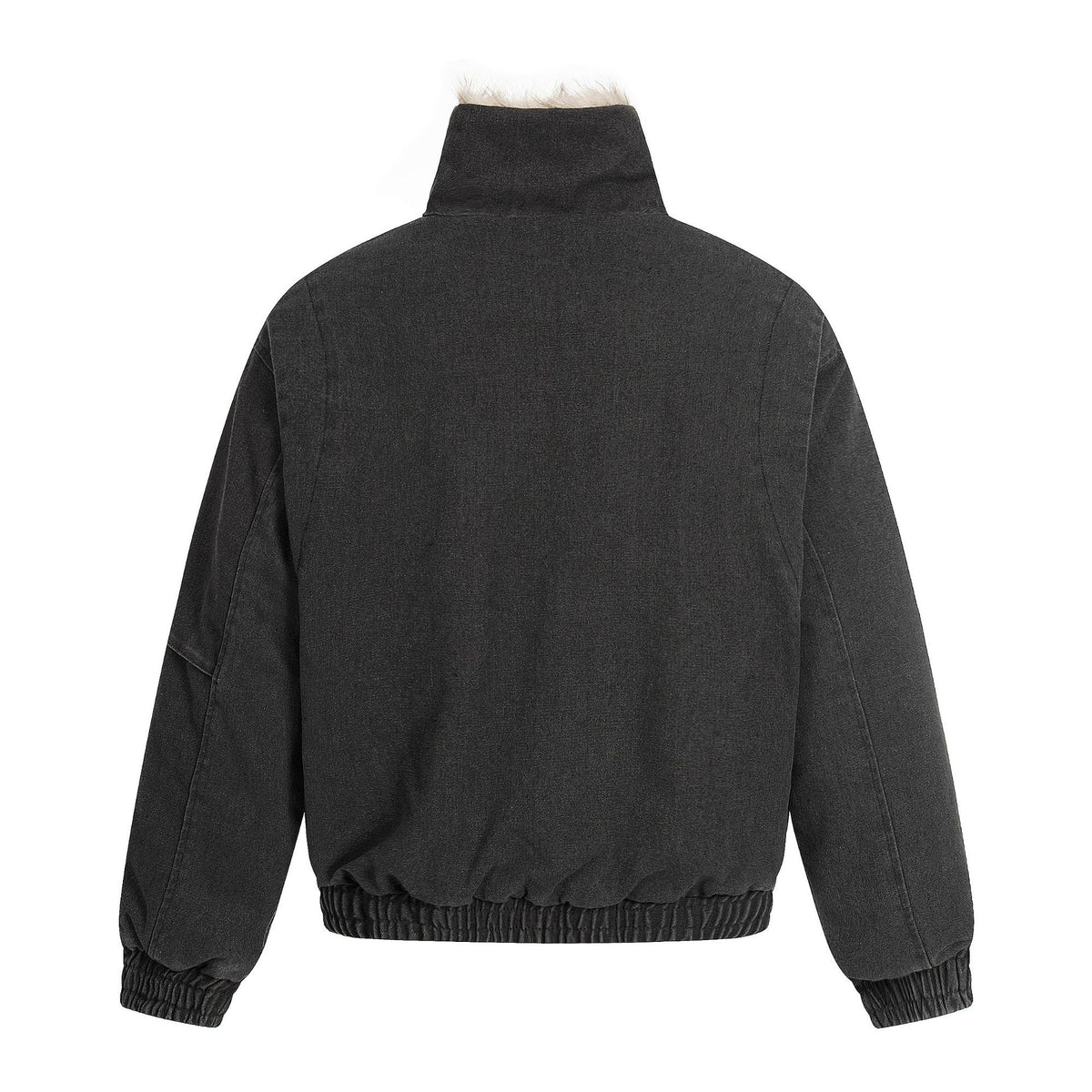 Men's Oversized Bomber Jacket in Vintage Canvas Look with Faux Fur Lined Stand Collar EVA-US