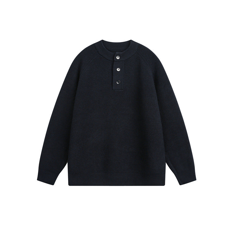 Unisex ribbed sweater with Henley placket and raglan sleeves EVA-US